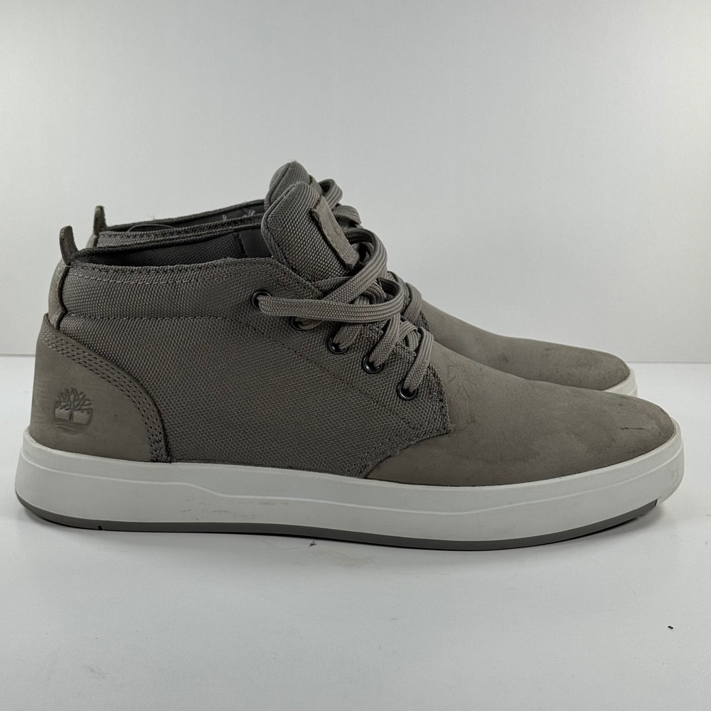 Timberland Groveton Chukka Mens Gray Canvas Leather Boots A1SES A3225 Size 9